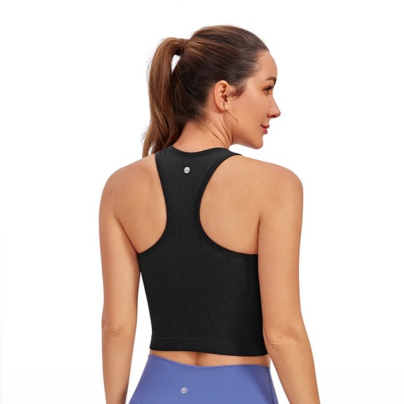 CRZ YOGA Seamless Ribbed Cropped Racerback Tank - Picture 2 of 4